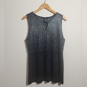 White House Black Market Metallic Ribbed Knit Tank Top Size L Gradient Shimmer